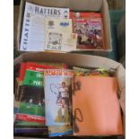 Two boxes containing a large quantity of football programmes relating to Luton Town home and away