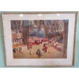 Terence Cuneo, a gilt framed and glazed coloured print,