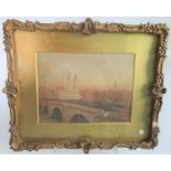 Frederick E J Goff, an early 20th century gilt framed and glazed watercolour, London Bridge,