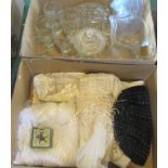 A box containing a quantity of moulded glass, to include: decanters, lemonade jug and glasses,