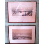 W L Wyllie, two framed and glazed prints, each depicting scenes of London.
