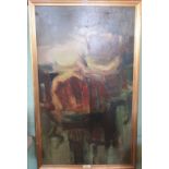 Colin Saxton RA, a mid-20th century gilt framed oil on board,