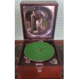 A Decca Junior gramophone, bearing the label Alexander Bigger, 102 Sauchiehall Street, Glasgow,