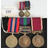A three medal group, including: The Long Service medal with Malayan and Palestine bars,