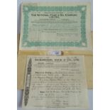 A quantity of share certificates including North Utah Mining Company,