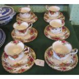 A set of six Royal Albert Old Country Roses trios.