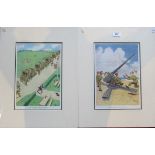 H.M.Bateman, two unframed Guinness advertising prints.