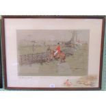 Snaffles, a framed and glazed coloured lithograph; The state and bound 'Send em at it'. Signed.
