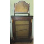 A Victorian ebonised peer cabinet together with a swing toilet mirror.