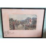 Snaffles, a framed and glazed coloured lithograph. 'The season 1930-1940, 4th/7th Dragoon Guards'.