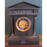 An early 20th century black slate mantle clock.