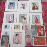 A collection of twenty two unframed prints of 1940's glamour girls, after David Wright.