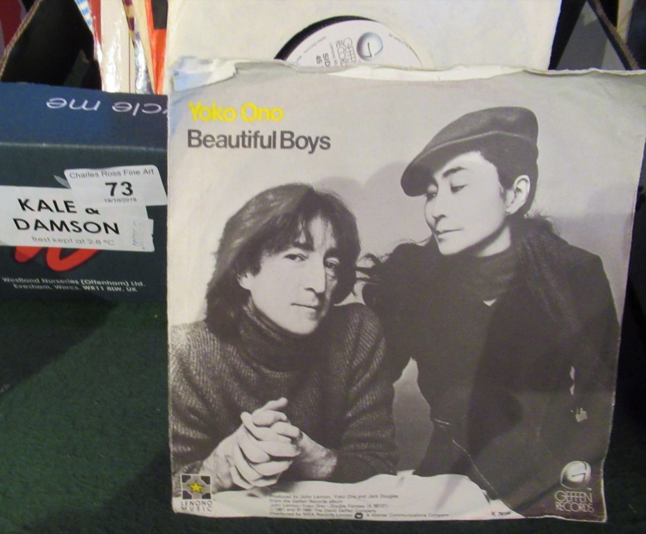 Approximately 100, 45 rpm records to include Yoko Ono, The Sex Pistols, The Specials,