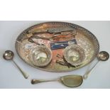 A pair of hallmarked silver Bon-bon dishes together with a quantity of other assorted hallmarked