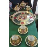 A 20th century Royal Vienna-style tea service, comprising: teapot, twin handled sugar bowl,