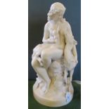After C.B Birch, a 19th century parian figural group 'Diana and the fawns'.