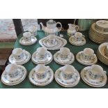 A Royal Doulton tapestry tea service, comprising: teapot, milk jug, sugar bowl,