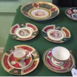 A collection of Royal Vienna-style china, to include: large charger, two side plates, cups,