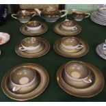 A 20th century Edelstein, Bavaria, Art Deco porcelain tea service, comprising: teapot,