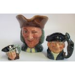 A Royal Doulton character jug 'Lobsterman', 'Long John Silver' and one other.