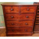 A Victorian mahogany chest of two short over three long draws.