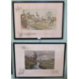 Snaffles, two framed only coloured lithographs.