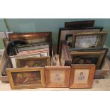 Two boxes containing a large quantity of miscellaneous pictures to include oils,