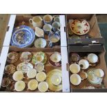 Four boxes containing a large quantity of miscellaneous china to include cabinet cups and saucers,