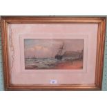 Branegan, a gilt framed and glazed watercolour, 'Scooner at Shore at Whitby', signed.
