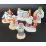 A collection of seven Coalport figures, relating to the Snowman.