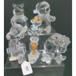 A collection of five Lenox lead crystal glass animals, relating to Winnie the Pooh.