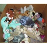 A box containing approximately fifty Ty Beanie Babies.