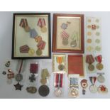 A box containing a quantity of various medals, to include: WWI & WWII and other associated medals.