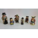 A collection of six various Toby jugs, to include: a large figure of Winston Churchill,