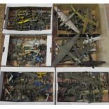 Six boxes containing a large quantity of ready made aviation models, various conditions.