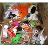 Two boxes containing a quantity of Ty Beanie Babies and other related soft toys.