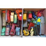 Two boxes containing approximately twenty-five Dinky play worn condition toys, mainly commercial,