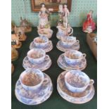 A Royal Worcester tea set, comprising: six trios, milk jug & sugar bowl,