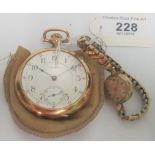 A lady's 9ct gold wristwatch, together with a gold plated fob watch.