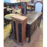 A 19th century oak three panelled coffer, together with seven miscellaneous items of furniture,
