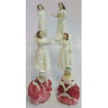 A collection of six Royal Doulton figurines, to include: With Love HN3393,