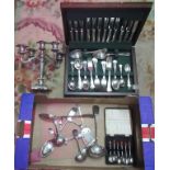 A box containing a quantity of miscellaneous silver plate, to include: five branch candelabra,