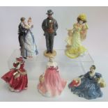 A collection of six Royal Doulton figurines, comprising: Rosie HN4094, Anniversary HN3625,