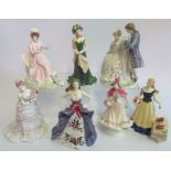 A collection of seven Royal Worcester figurines, to include: Grand Hotel, Noelle,