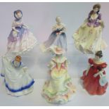 A collection of six Royal Doulton figurines, comprising: Happy Anniversary HN3097,