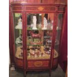 A fine quality Edwardian mahogany and profusely inlaid display cabinet, having galleried top,