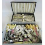 A large quantity of miscellaneous silver plated flatware,