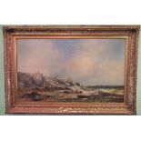 McAlpine, a large 19th century gilt framed oil on canvas, Arch Rock Devon coast, 75 x 126cm.