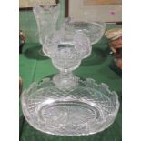 A collection of four large pieces of Waterford crystal, to include: an etched vase,