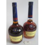 Two bottles of Courvoisier VS Cognac, both 1 litre bottles, 40% vol.